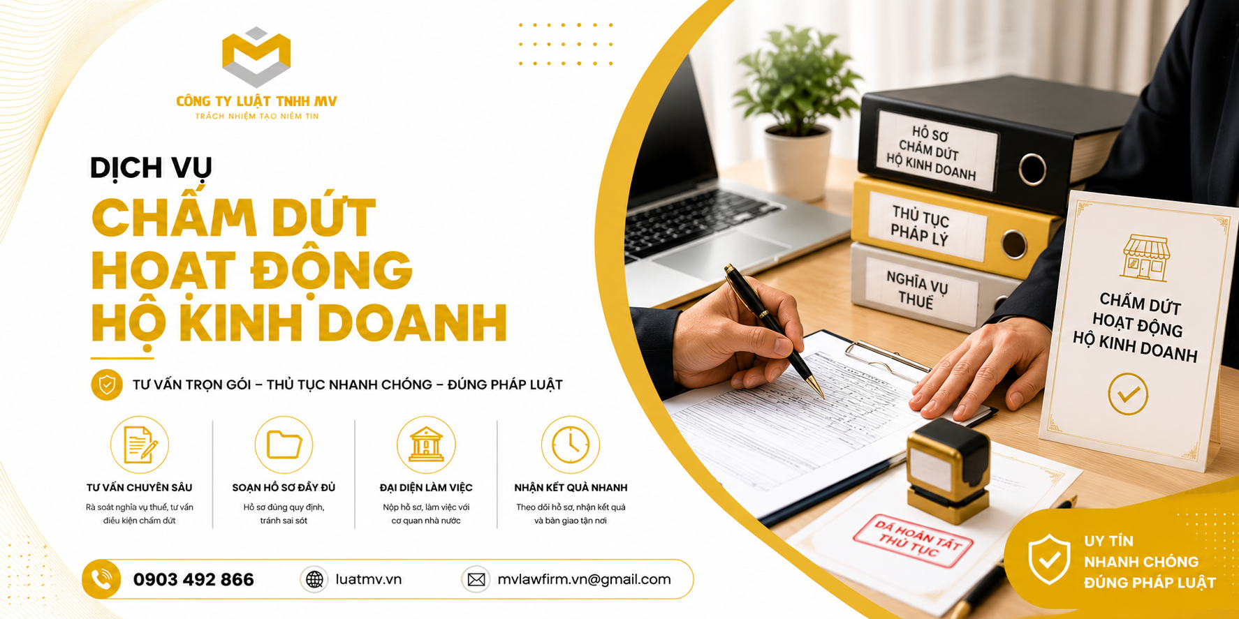 Dịch vụ chấm dứt hoạt động hộ kinh doanh của Công ty Luật TNHH MV
